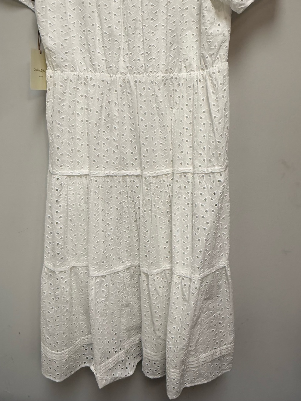 Cynthia Rowley White Eyelet Tiered V-Neck Maxi Dress - Picture 7 of 7